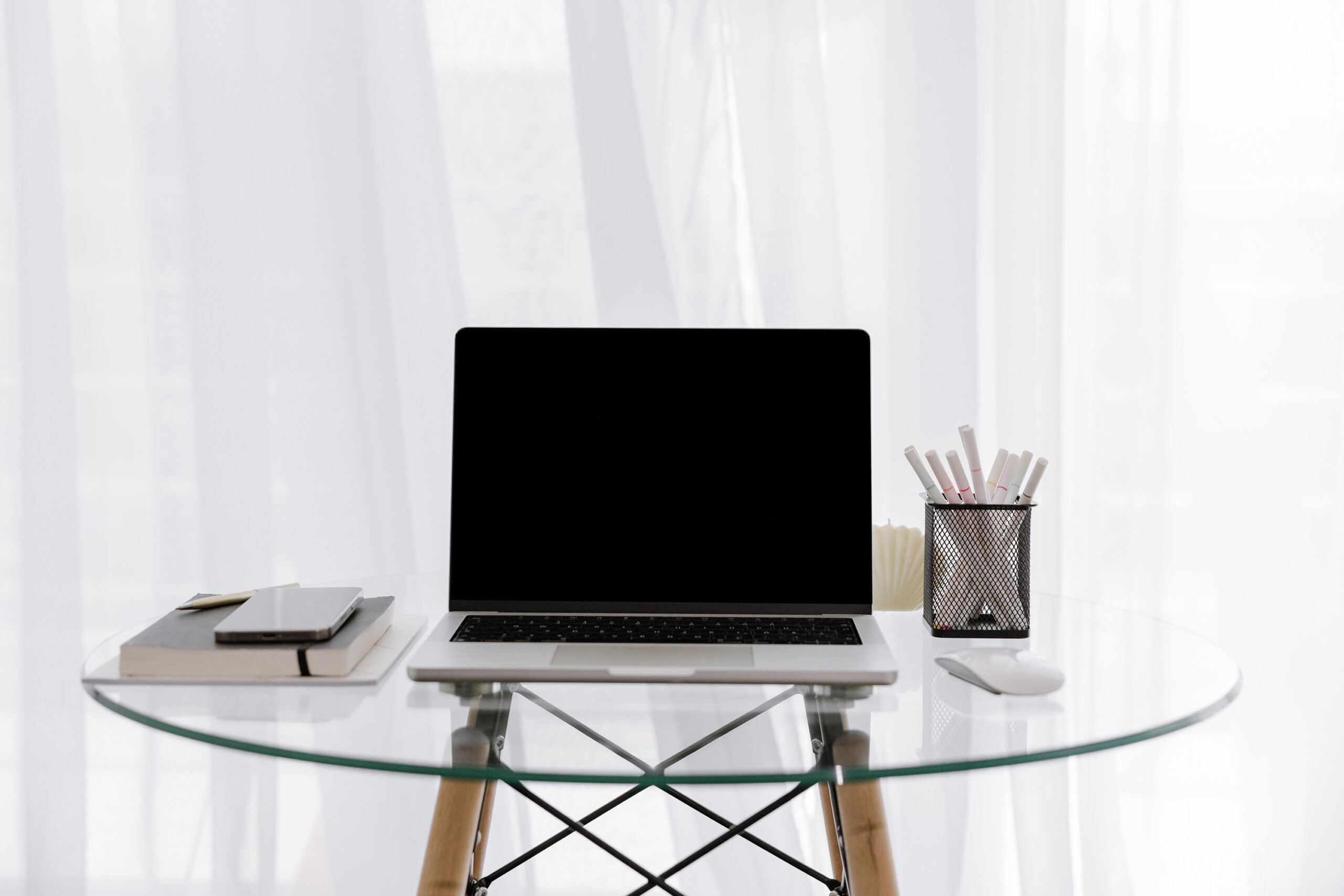 black & white workspace