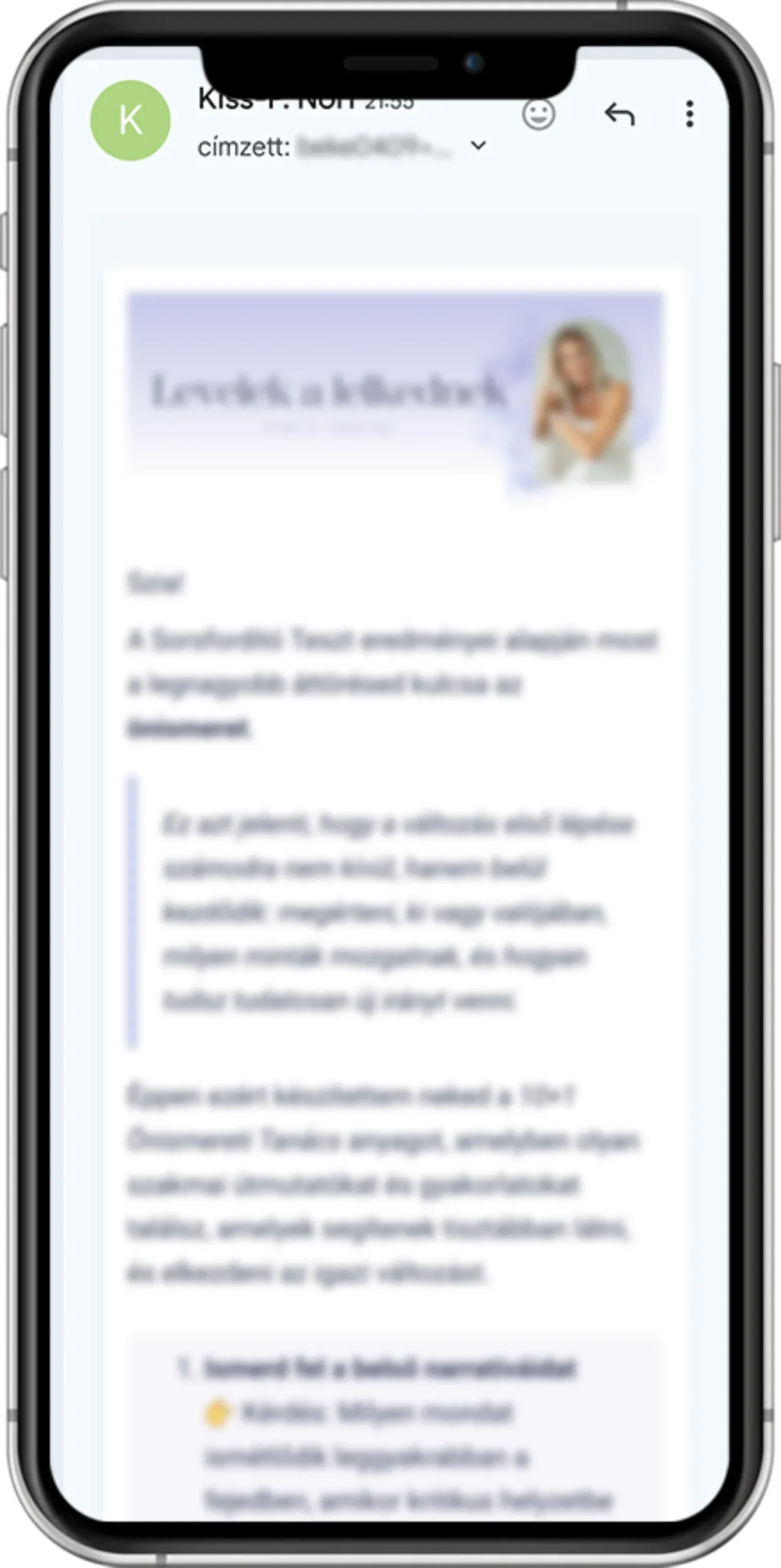 Sorsfordító önismereti teszt eredmény e-mail mobilon – tudattalan minták felismerése